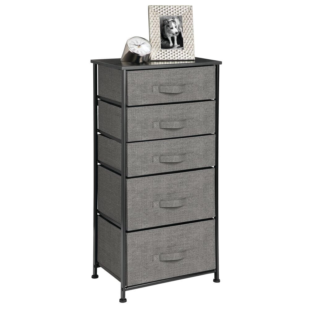mDesign 5 Drawer Vertical Dresser, Charcoal
