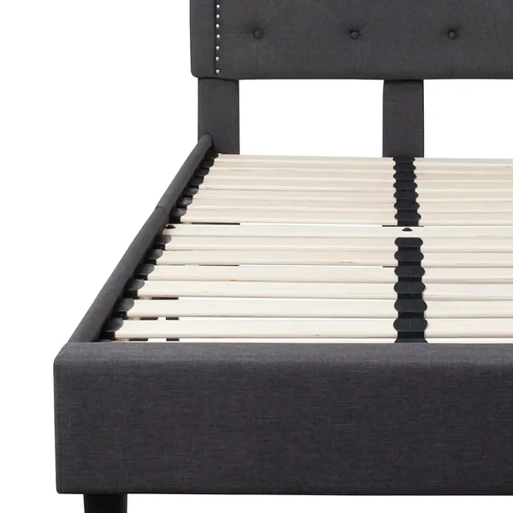 Brighton Arched Tufted Upholstered Platform Bed, Twin, Dark Gray
