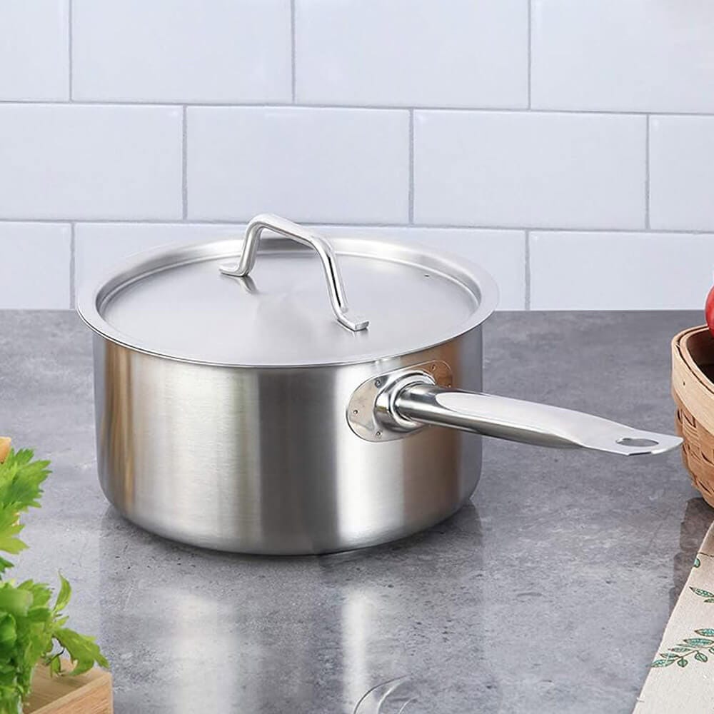 Stainless Steel Aluminum-Clad Straight Sided 2 Quart Sauce Pan with Cover
