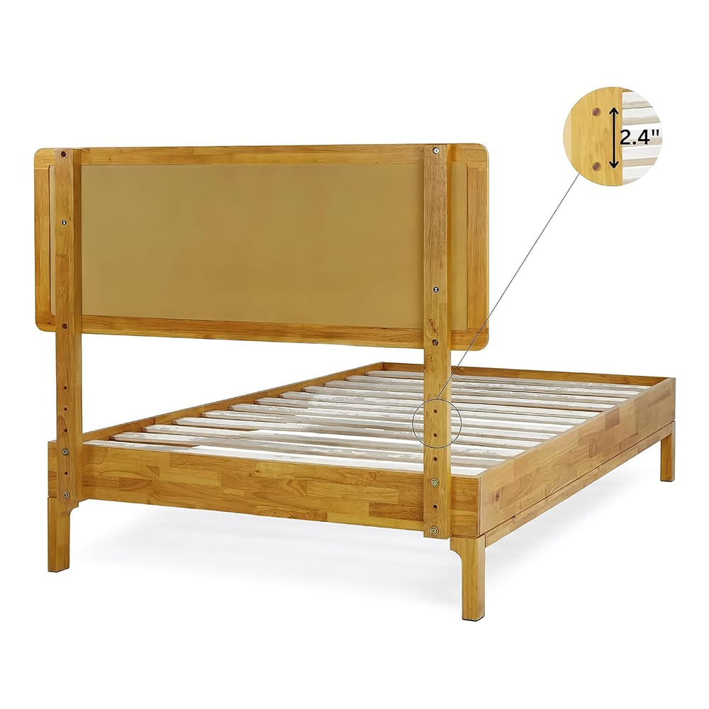 Bme Nipe Twin Acacia Wood Bed Frame, Natural