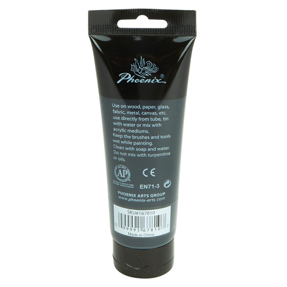 Phoenix Artist's Acrylic Paint, Mars Black, 120 ml