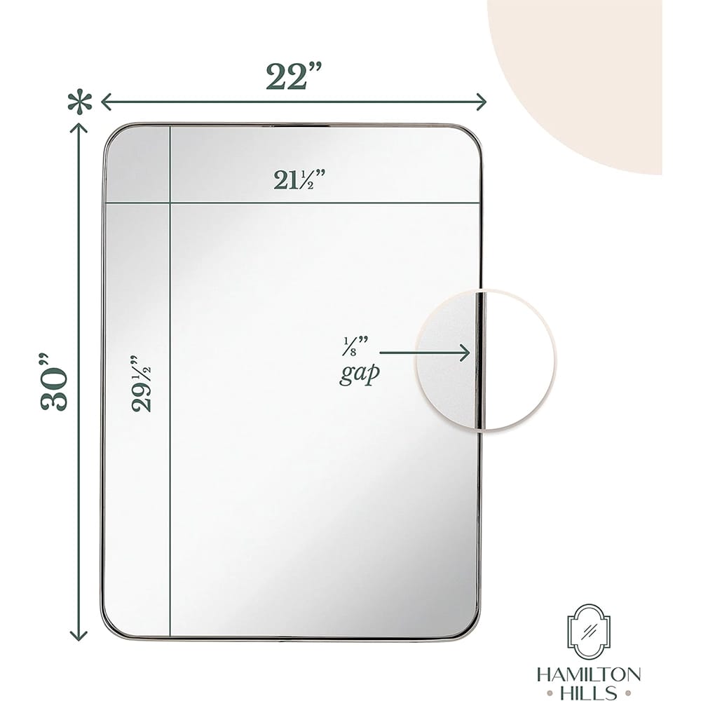 Hamilton Hills 22" x 30" Metal Frame Mirror, Silver