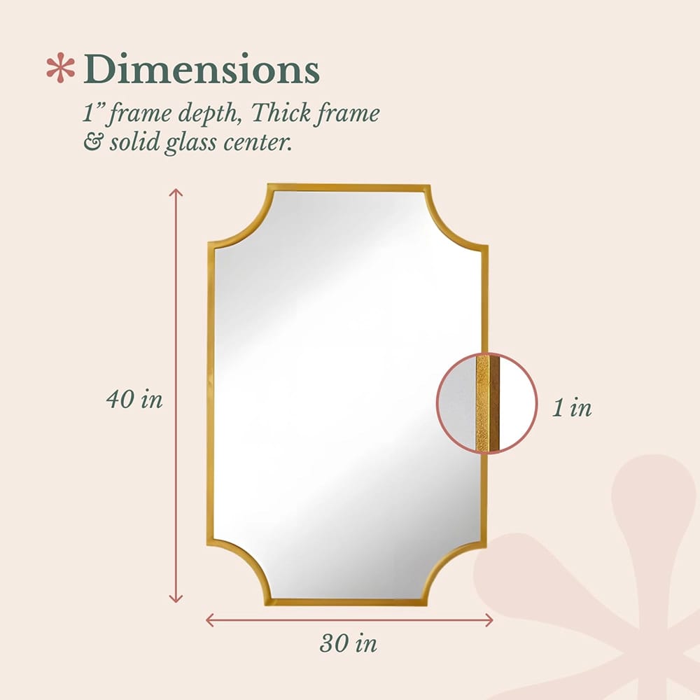 Hamilton Hills Metal Scalloped Vanity Mirror, Gold, 30" x 40"