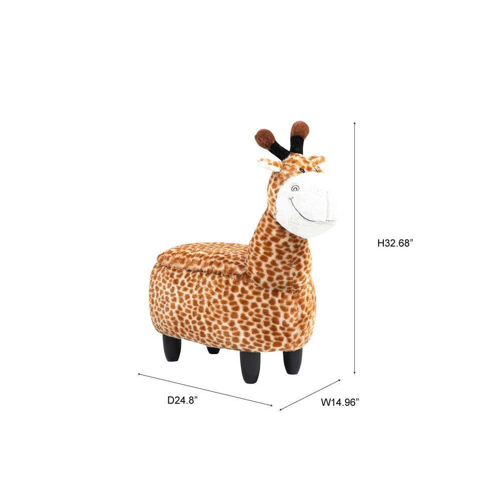 Home 2 Office Faux Fur Kids Giraffe Storage Ottoman, Brown