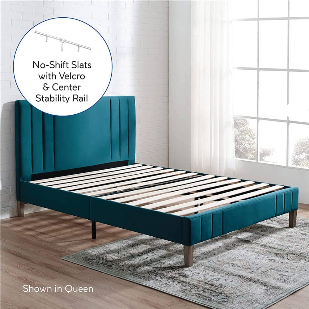 Classic Brands Chicago Modern Tufted Upholstered Full Bed Frame, Antonio Juniper