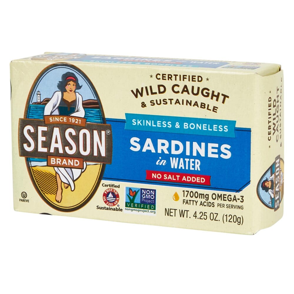 Season Brand Boneless & Skinless Sardines in Water, 4.25 oz