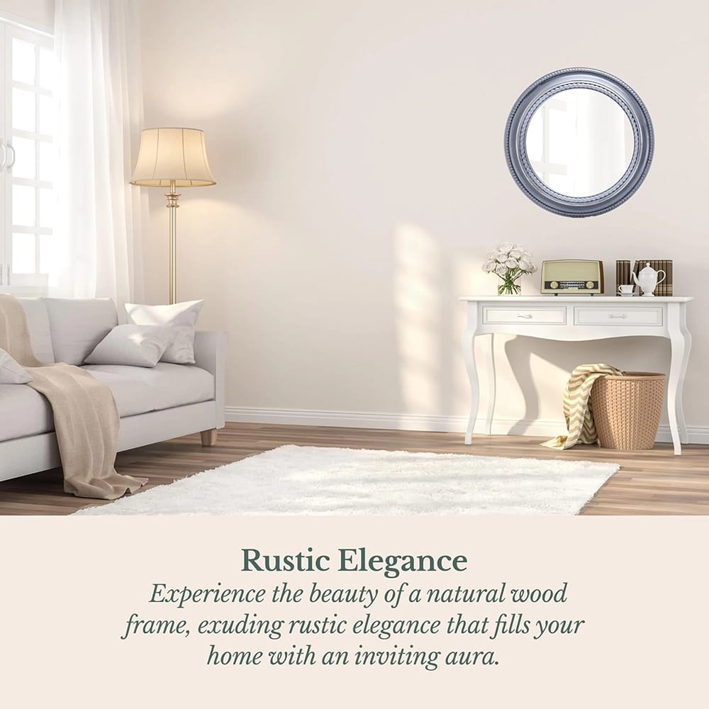 Hamilton Hills 20" Rustic Round Mirror, Gray