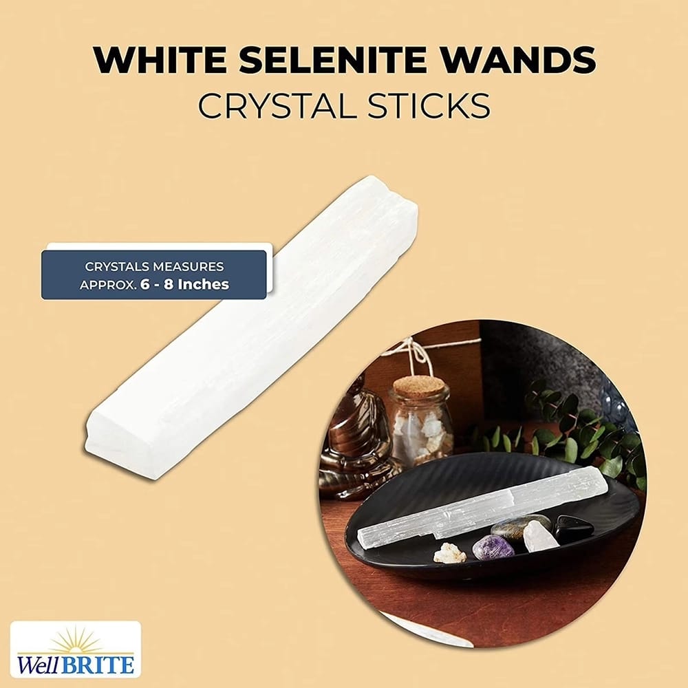WellBrite 6"-8" Selenite Wand, 6 Pack