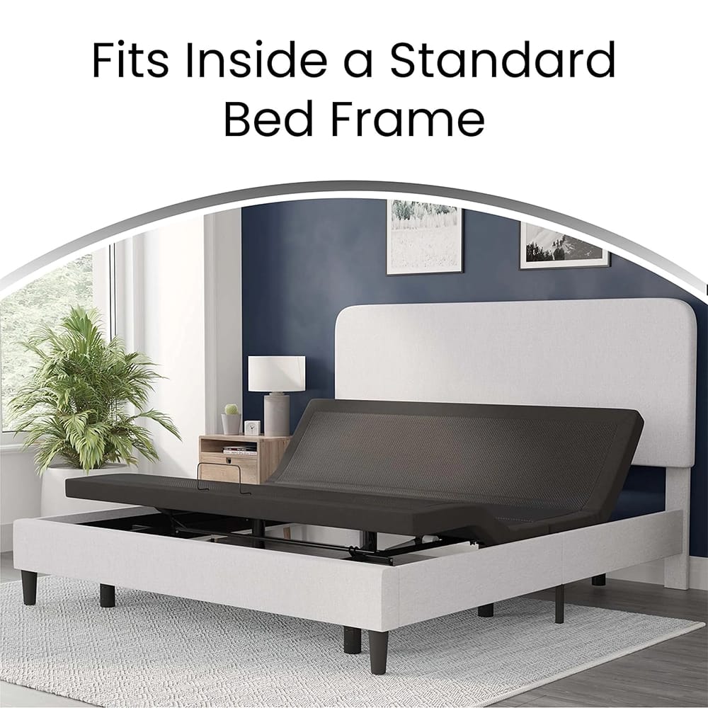 Adjustable Bed Base with Wireless Remote, Black, Full