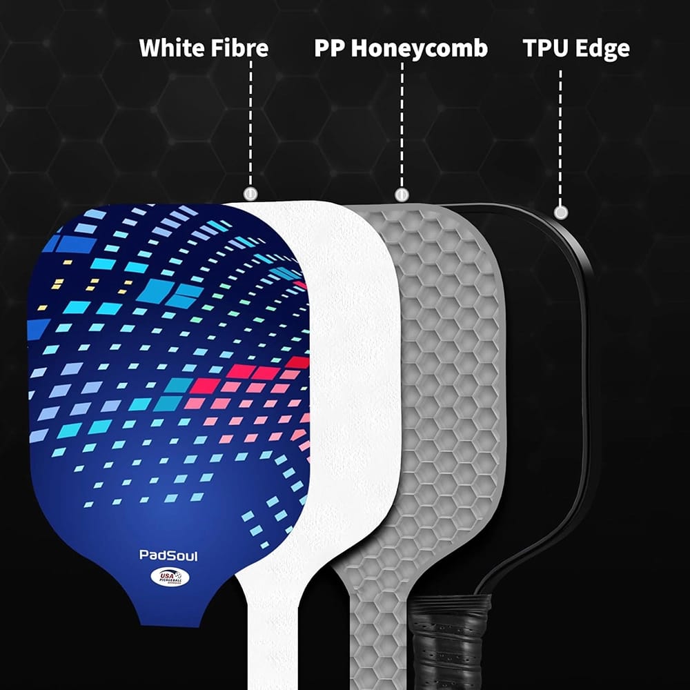 PadSoul Carbon Fiber Pickleball Paddle Set, Blue/Red
