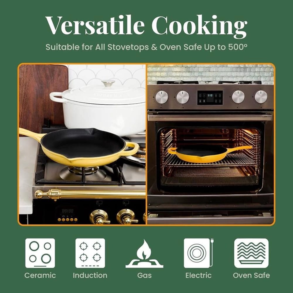 Larder & Vine 10" Enameled Cast Iron Skillet, Limoncello