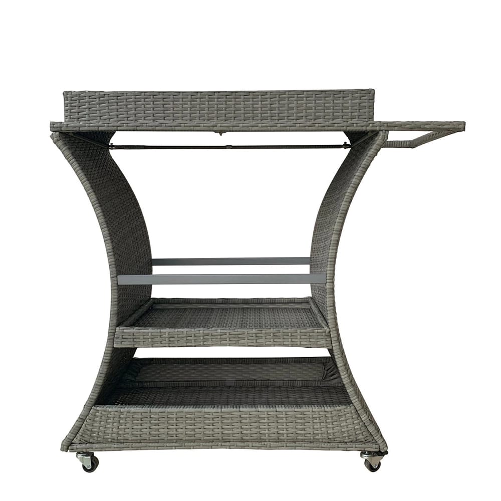 TK Classics Outdoor Wicker Bar Cart, Gray
