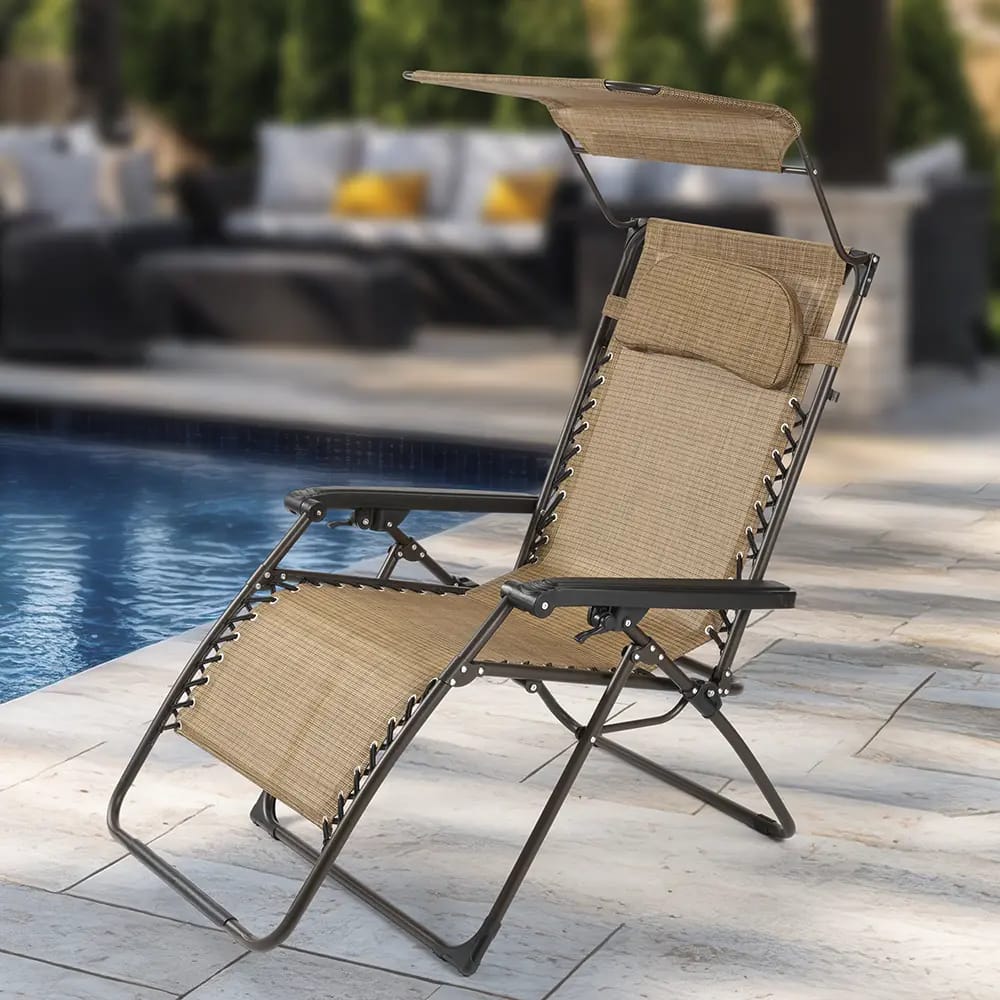Oversized Zero Gravity Chair with Canopy, Tan