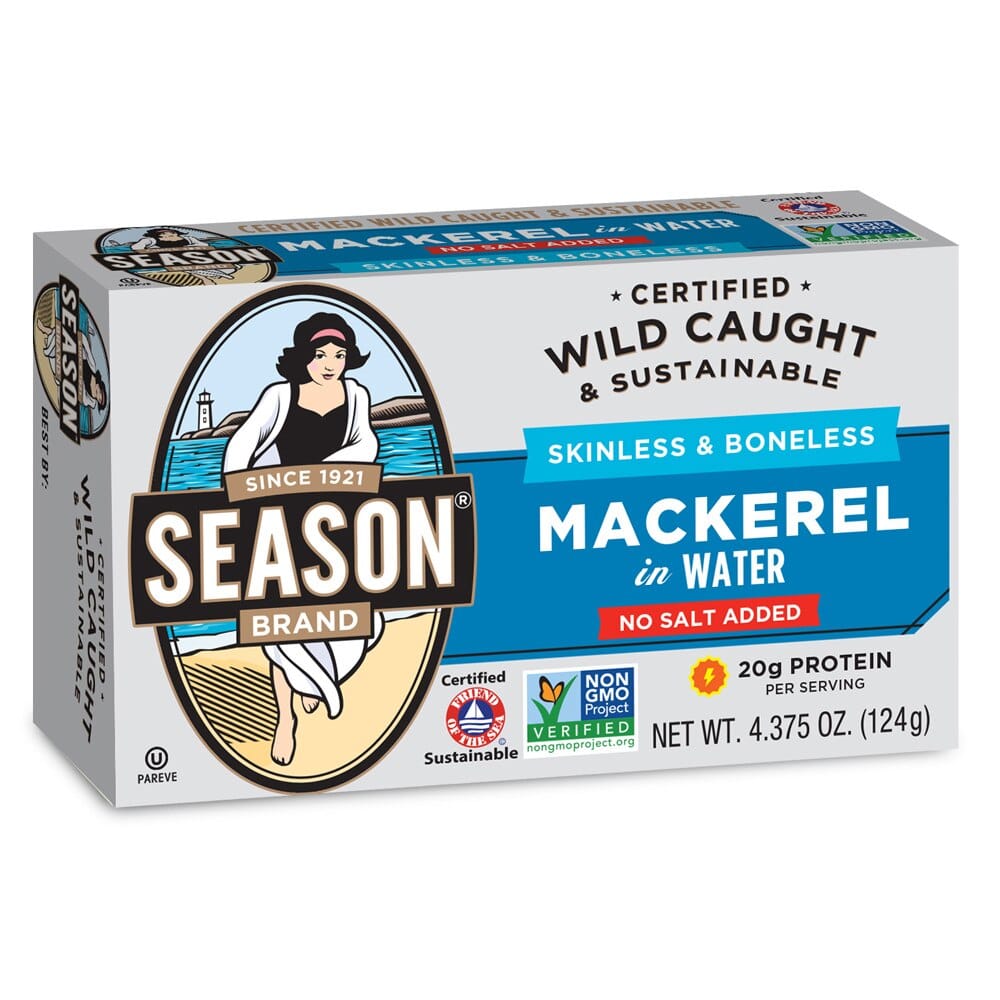 Season Brand Skinless and Boneless Fillets of Mackerel in Water, 4.37 oz