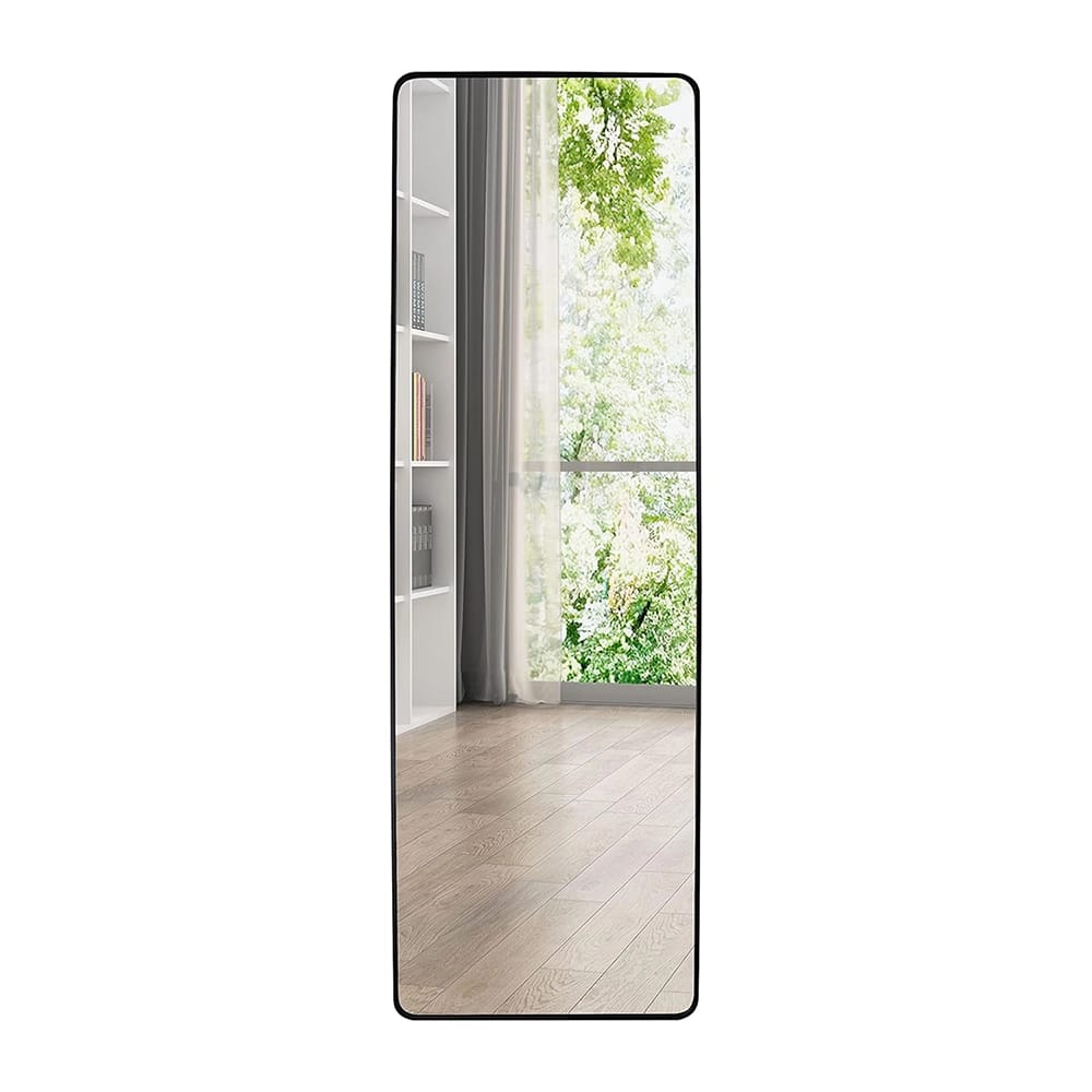 Hamilton Hills Rounded Corner Full Length Standing Mirror, Black, 18" x 58"