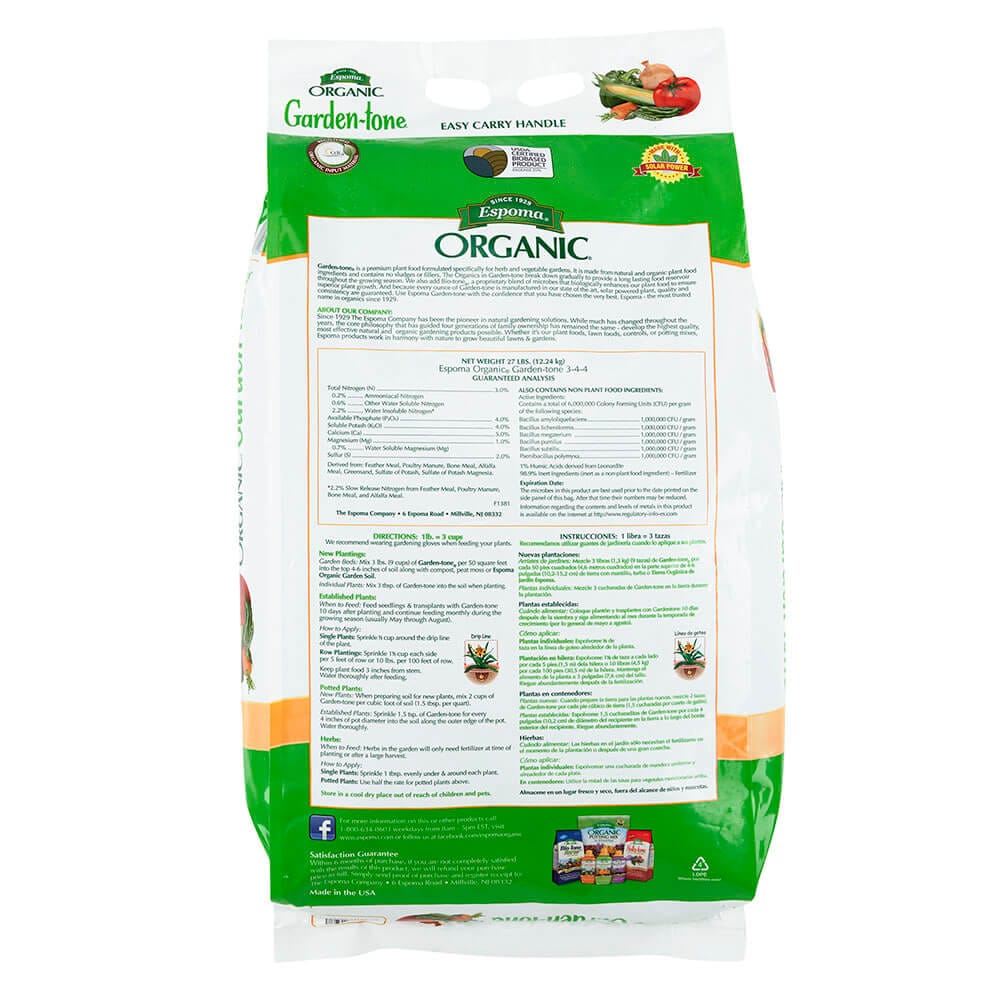 Espoma Organic Garden-Tone Herb and Vegetable Food, 27 lb