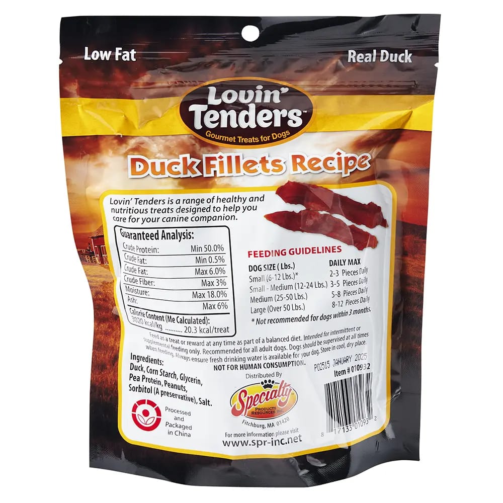 Lovin' Tenders Gourmet Duck Fillet Dog Treats, 7 oz