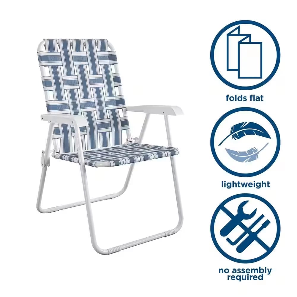 Novogratz Steel Folding Chairs, French Blue, 2 Pack