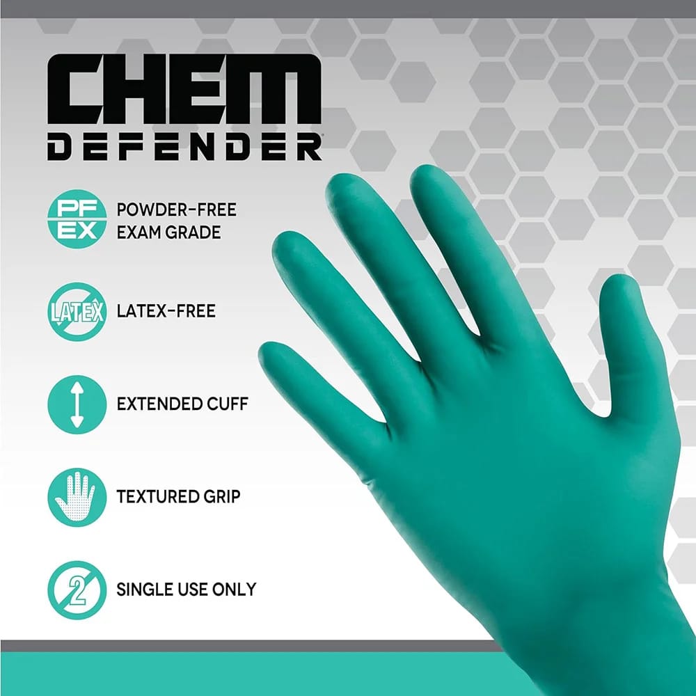 SAS ChemDefender L Powder-Free Chloroprene Disposable Gloves, 50 ct, 10-Pack