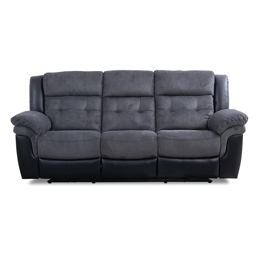Two Tone Fabric Power Recliner Sofa, Gray/Black