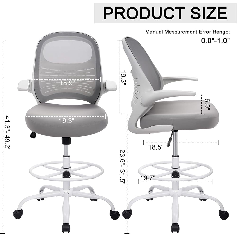 HYLONE Tall Drafting Chair, Gray