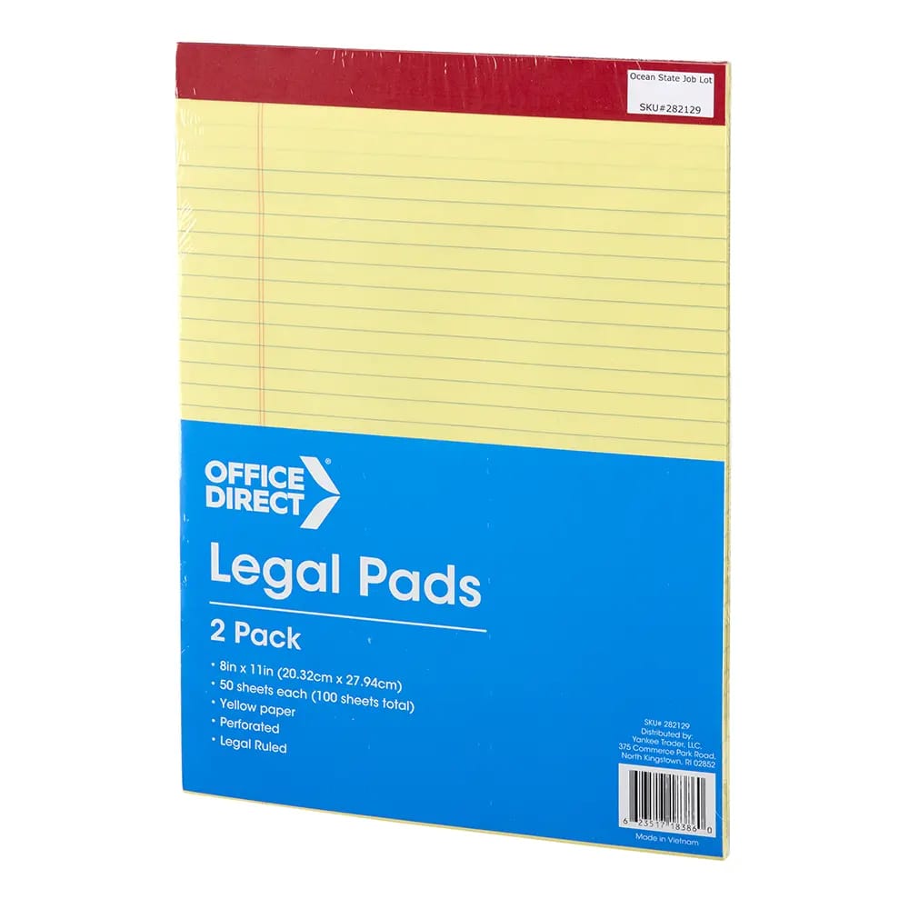 Office Direct Legal Pads, 2pk, 50 Sheet, 8" x 11"