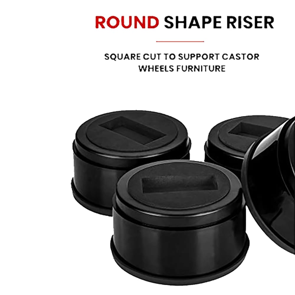 iPrimio Round 2" Bed Risers, 6 Pack, Black