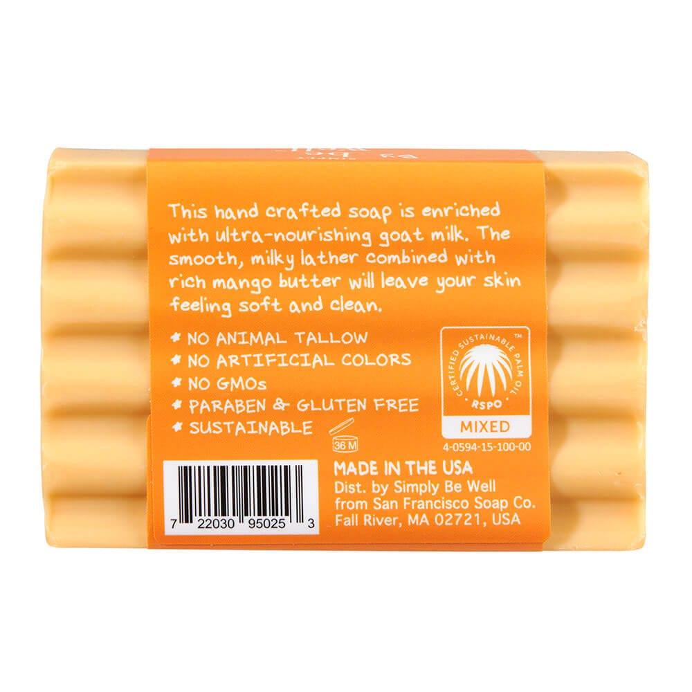 Simply Be Well Creamy Mango Scented Goat Milk Bar Soap with Mango Butter, 4 oz