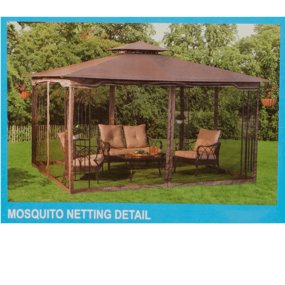 Regency II 10' x 12' Gazebo with Netting, Brown