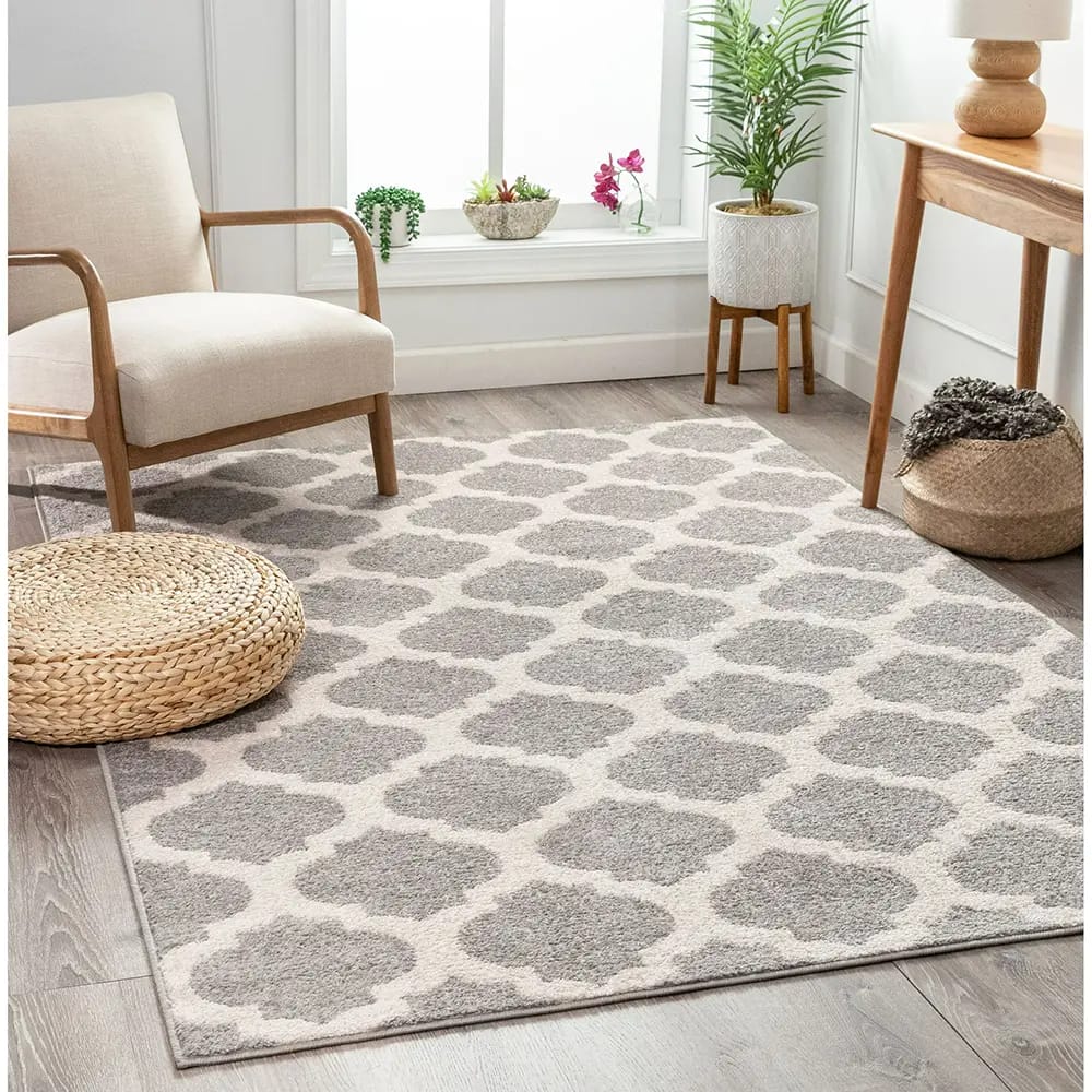 Well Woven Mystic Zoe 5'3"x7'3" Modern Trellis Area Rug, Gray