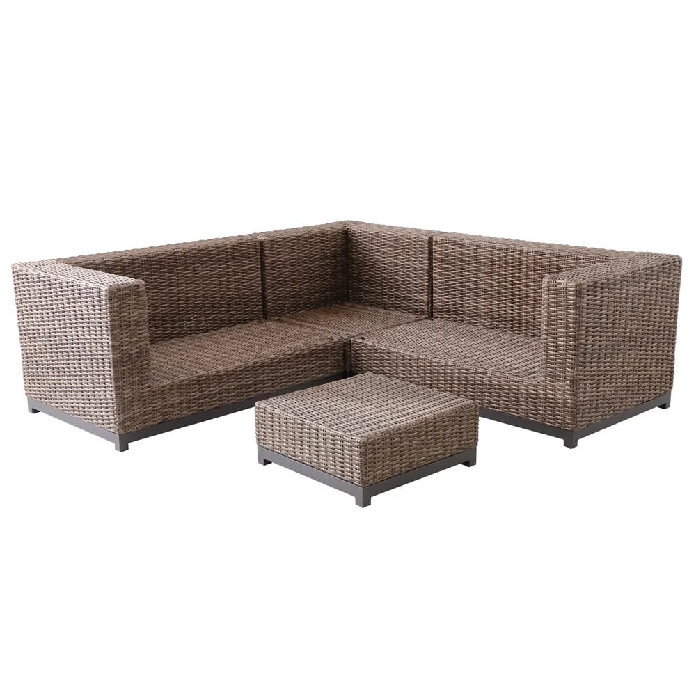 Hampton Bay Fernlake 4-Piece Outdoor Patio Sectional Set, Brown