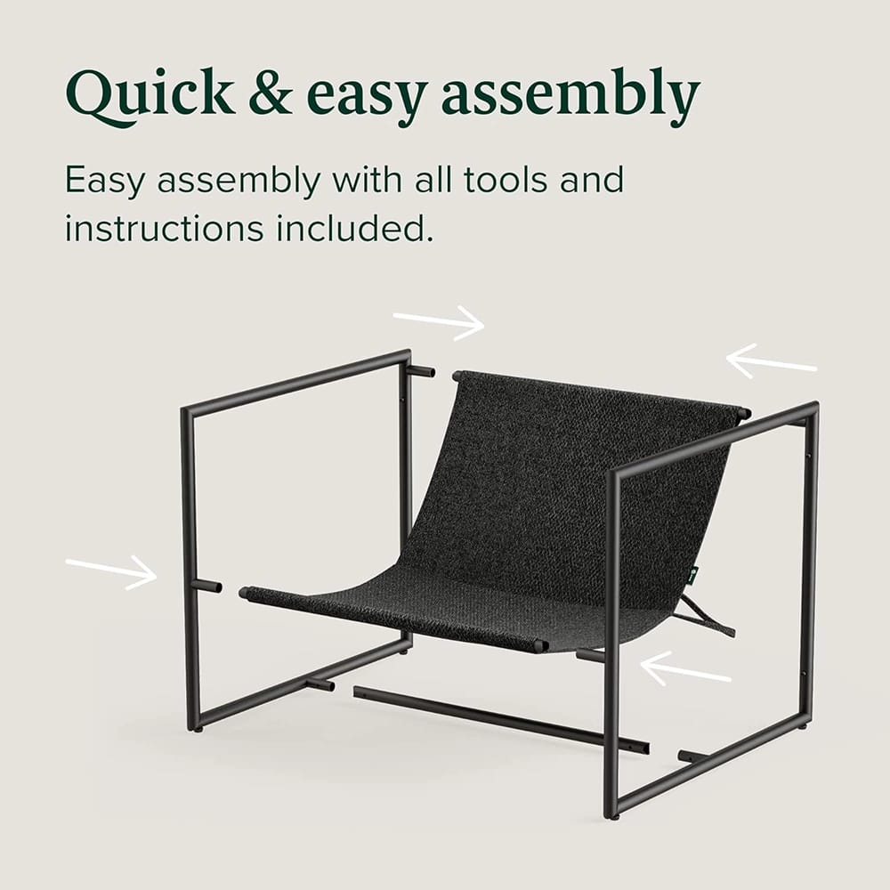Zinus Aidan Sling Accent Chair, Black, Set of 2