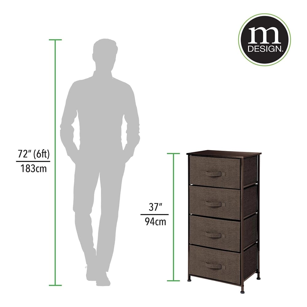 mDesign 4-Drawer Fabric Tower, Espresso
