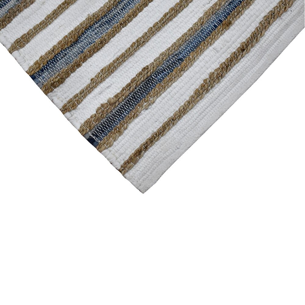 Handwoven 5' x 8' Denim and Jute Area Rug with Non-Skid Backing
