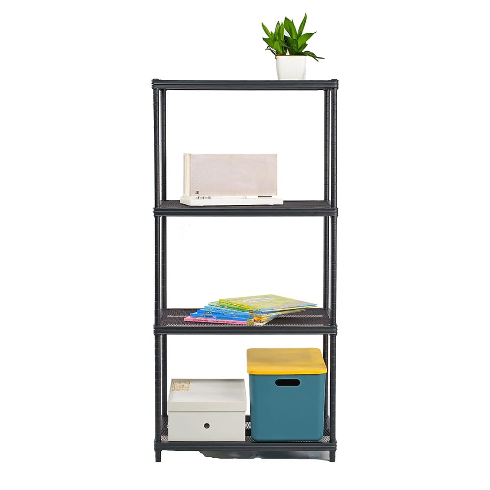 Method Storage Systems Shelving 4-Tier Fine Mesh Deck Shelving, Black