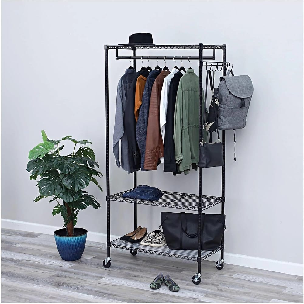 Alera Wire Shelving Garment Rack, Black, 36" x 18"