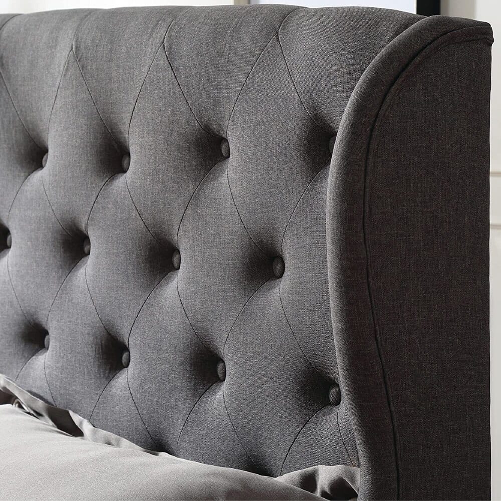 Classic Brands Coventry Upholstered Full Platform Bed Frame, Gray