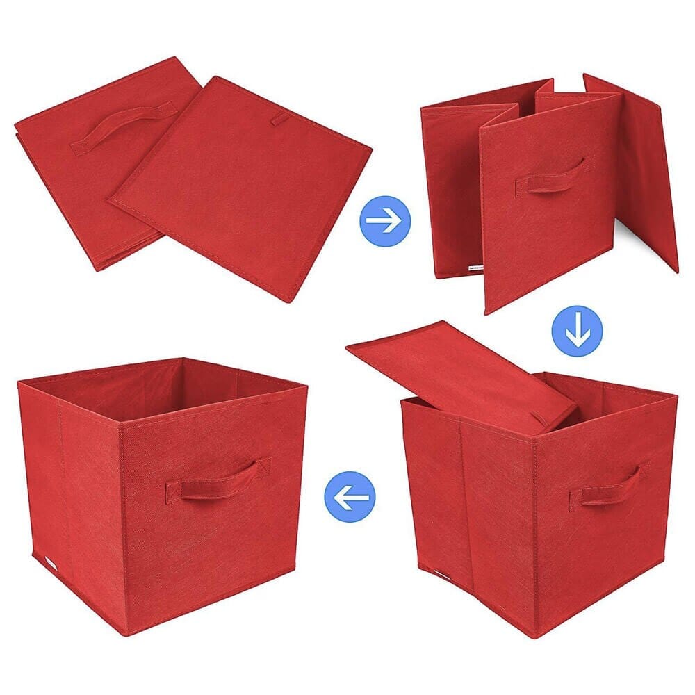 Greenco Foldable Storage Cubes, Set of 6, Red