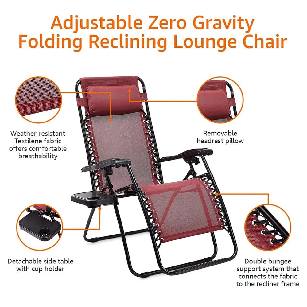 Zero Gravity Chairs with Side Table, 3 Piece