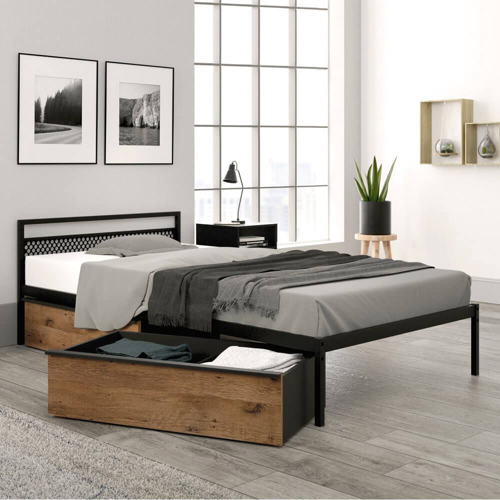 Sauder Boulevard Cafe Twin Mate's Bed with Drawers, Black/Vintage Oak