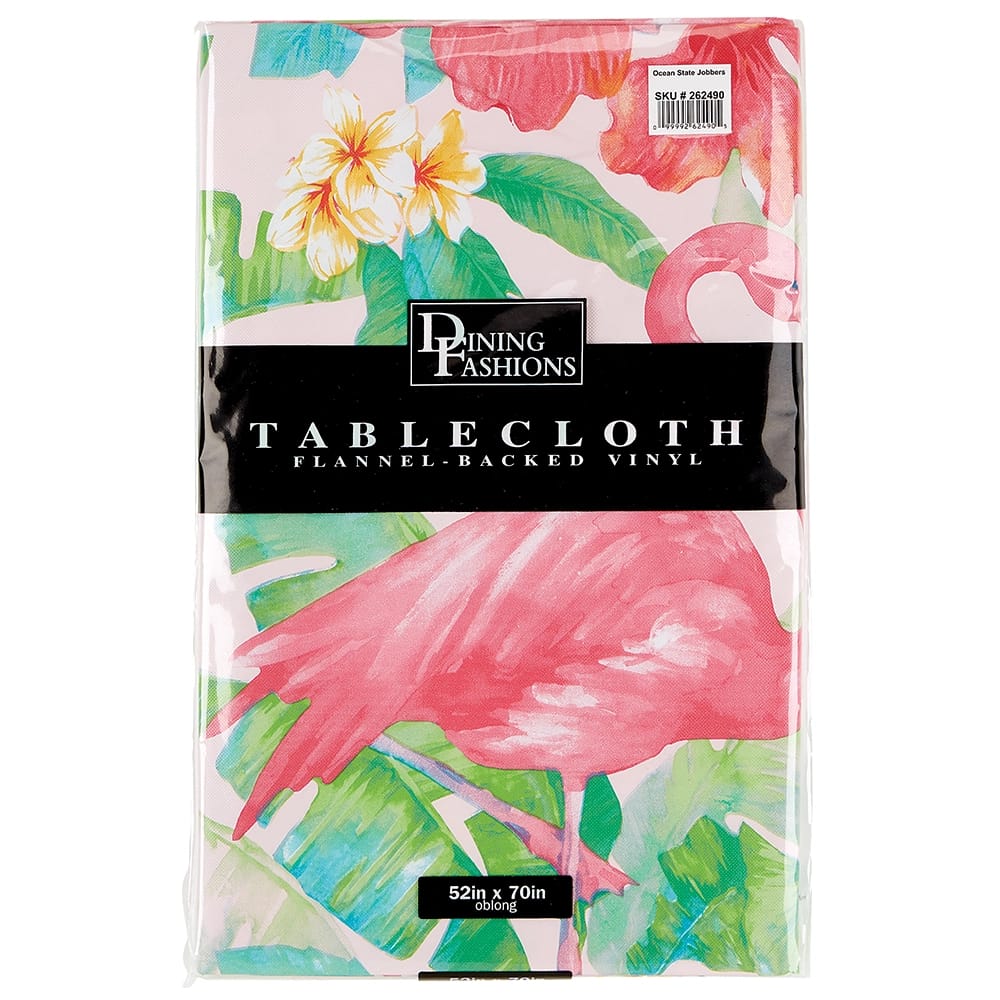 Tropical Palms Vinyl Tablecloth with Flannel Backing