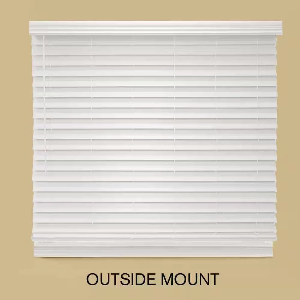 Cordless Premium Faux Wood Blinds with 2.5" Slats, White, 47" x 64"