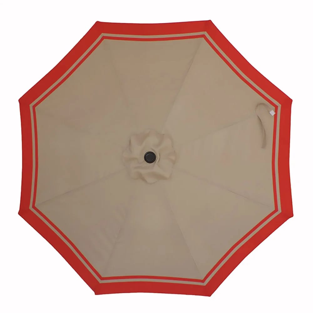 Pebble Lane Living 9' Market Outdoor Patio Umbrella, Tan/Red Stripe