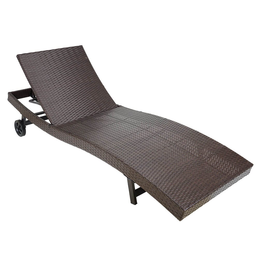 All-Weather HDPE Resin Wicker Chaise Lounge, Set of 2, Brown