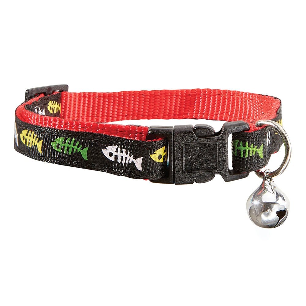 Pet Leader 3/8" Adjustable Cat Collar with Fish Print