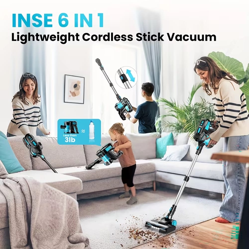 INSE Cordless Stick Vacuum, Orange