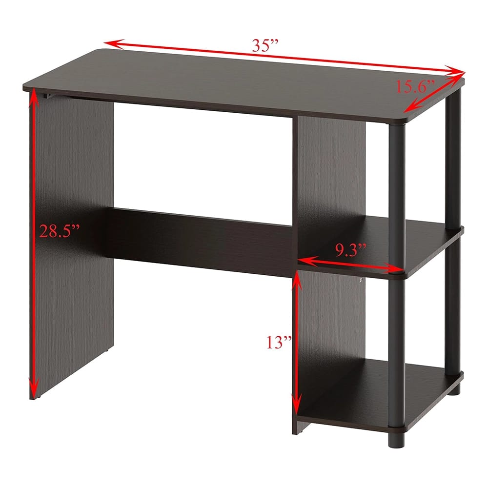 SHW Home Office Cyrus Desk with Open Storage Shelves, Espresso