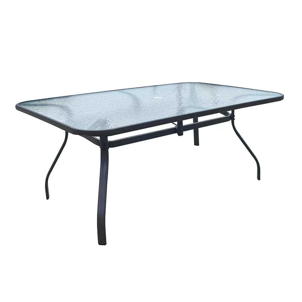 Rectangular Bronze Finish Glass Top Patio Table, 66" x 40"