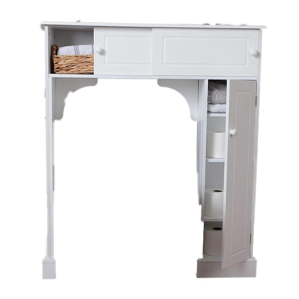 BW Brands Wooden Over The Toilet Storage Cabinet, White