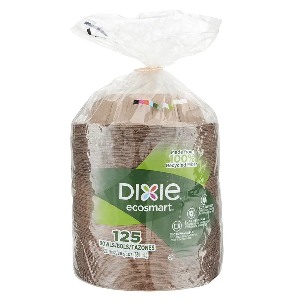 Dixie EcoSmart Recycled 20 oz Disposable Bowls, 125 Count